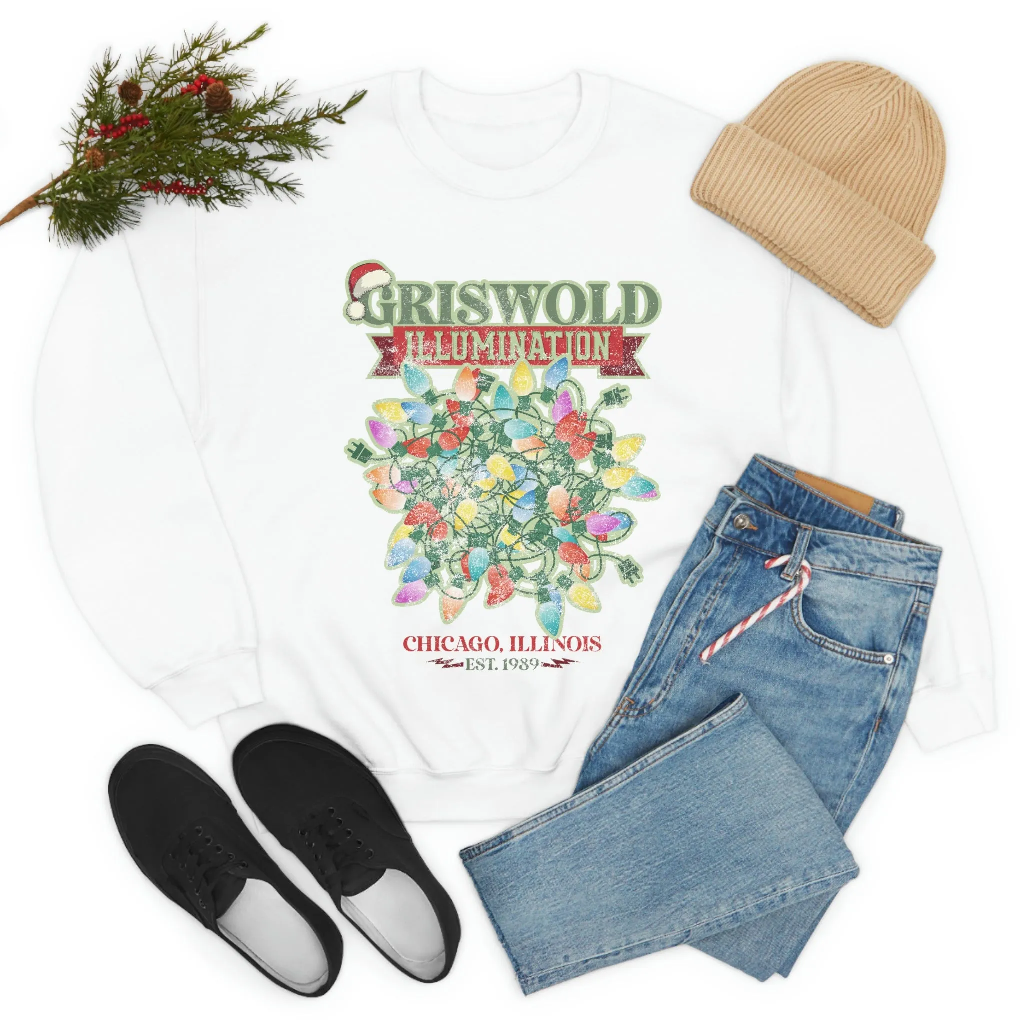 Griswold Illuminations Christmas Shirt Womens Unisex Heavy Blend Crewneck Sweatshirt