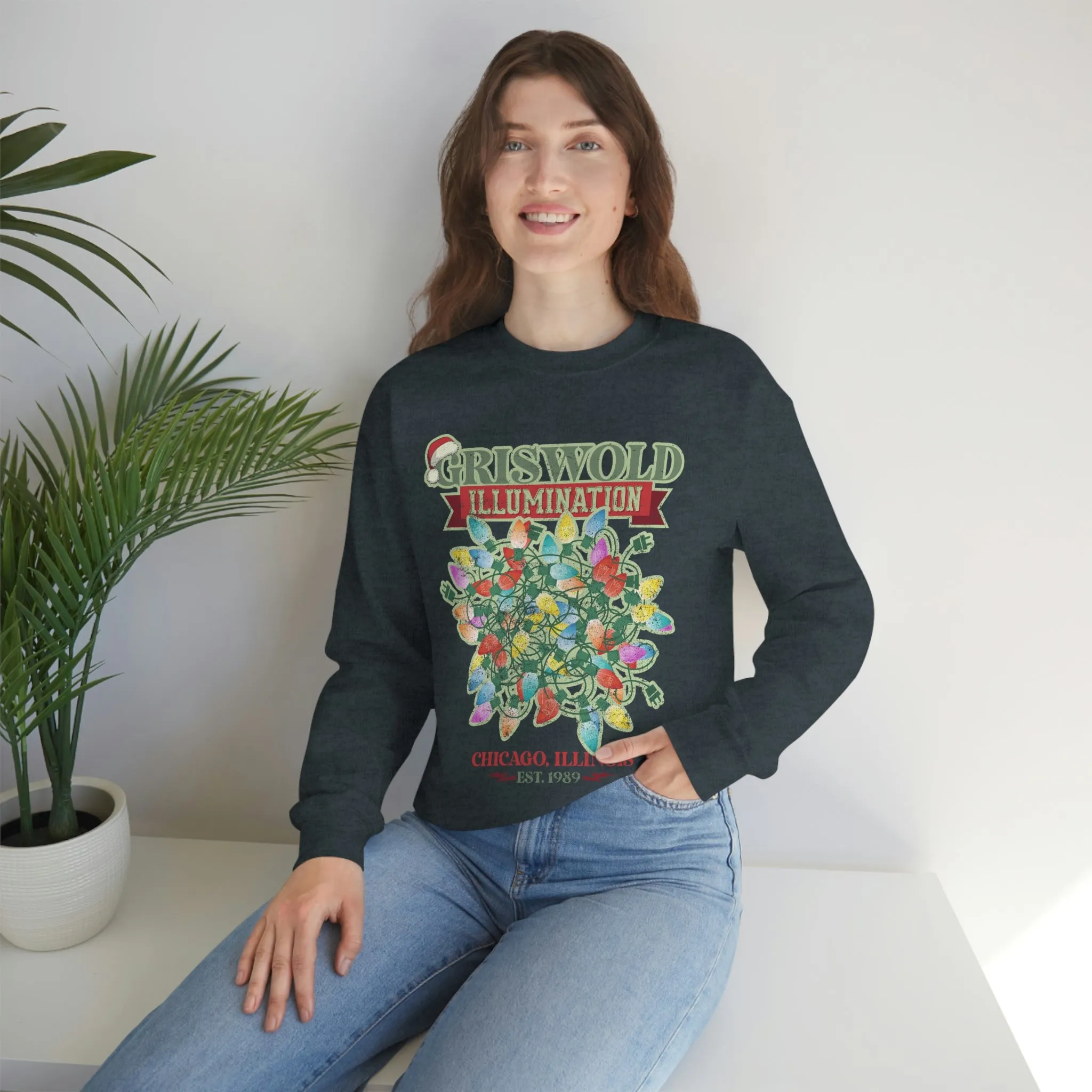 Griswold Illuminations Christmas Shirt Womens Unisex Heavy Blend Crewneck Sweatshirt