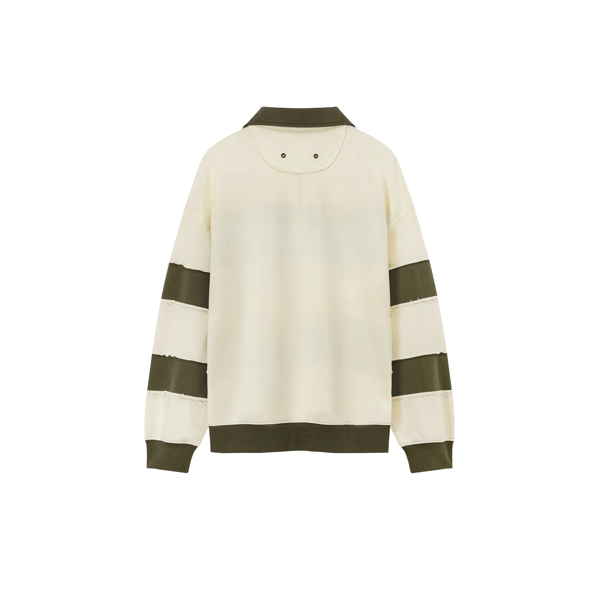 Half Zip-Up Color Striped Sweatshirt