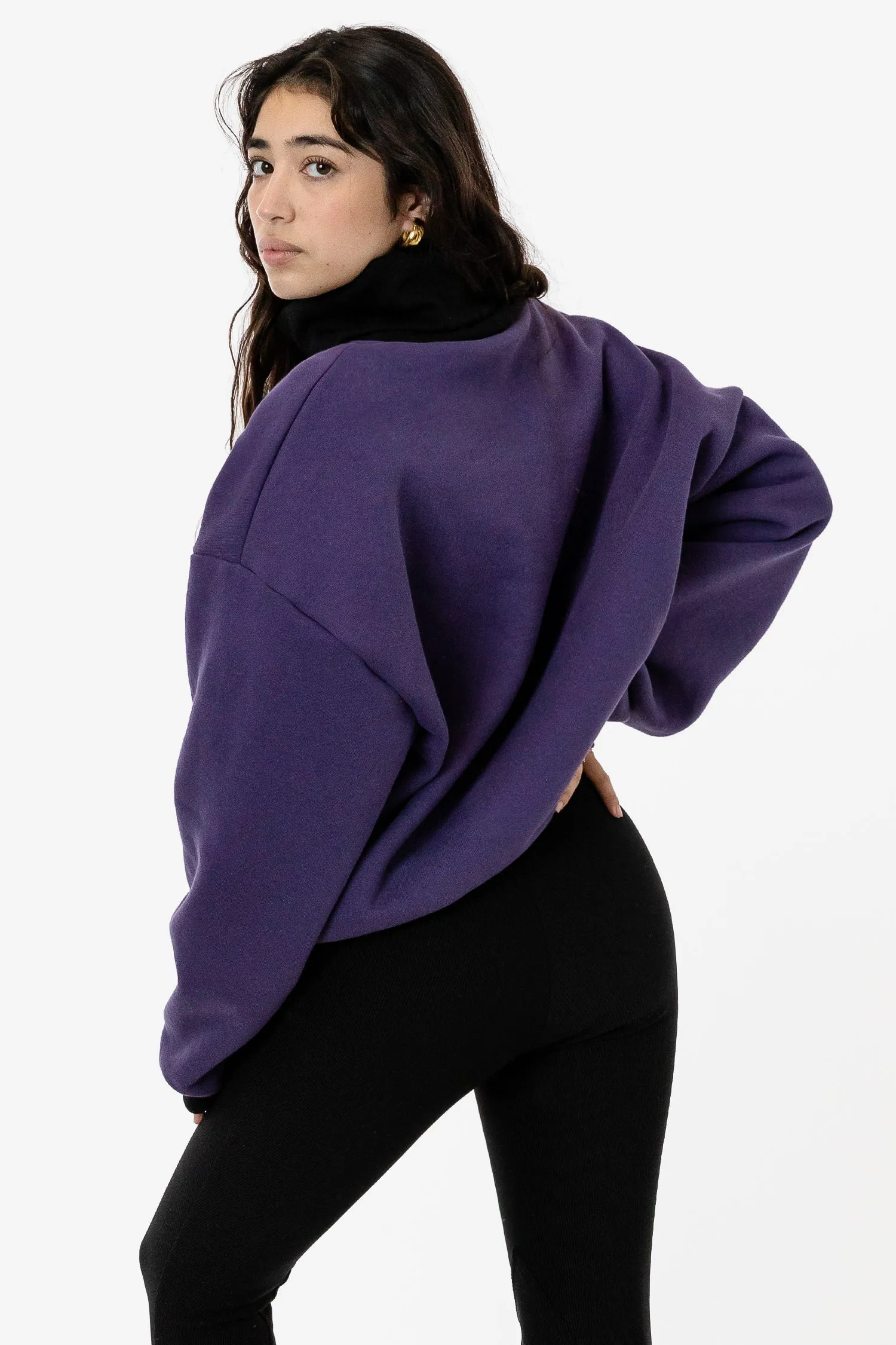 HF-313 - Heavy Fleece Oversized Turtleneck Sweater with Contrast Rib