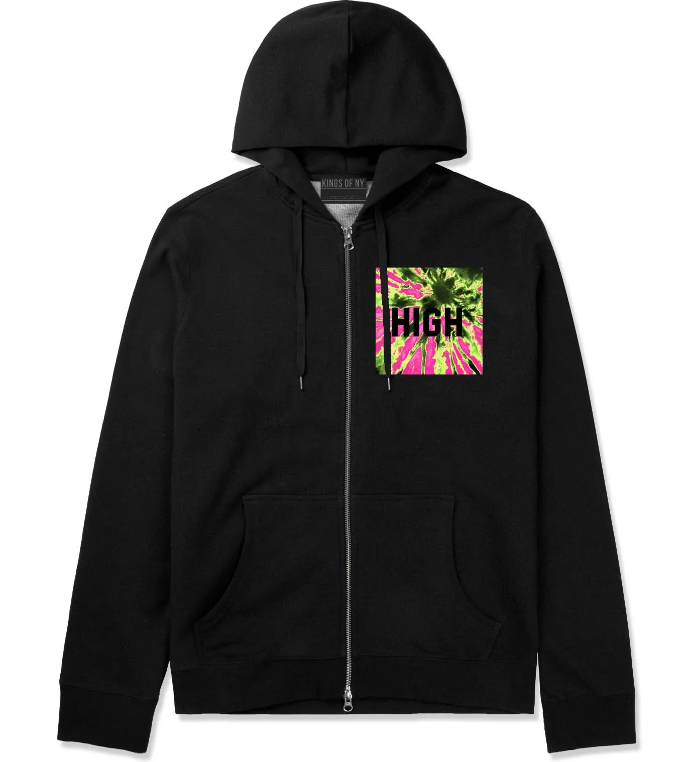 High Pink Tie Dye Zip Up Hoodie