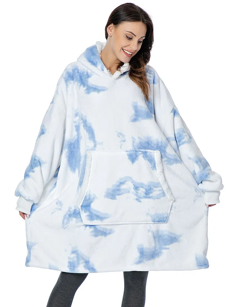 Hnzxzm Women Oversized Hoodie Sweatshirt Winter Fleece Giant Wearable Blanket With Sleeves Hoodies Sweat Women Clothes Moletom Feminino