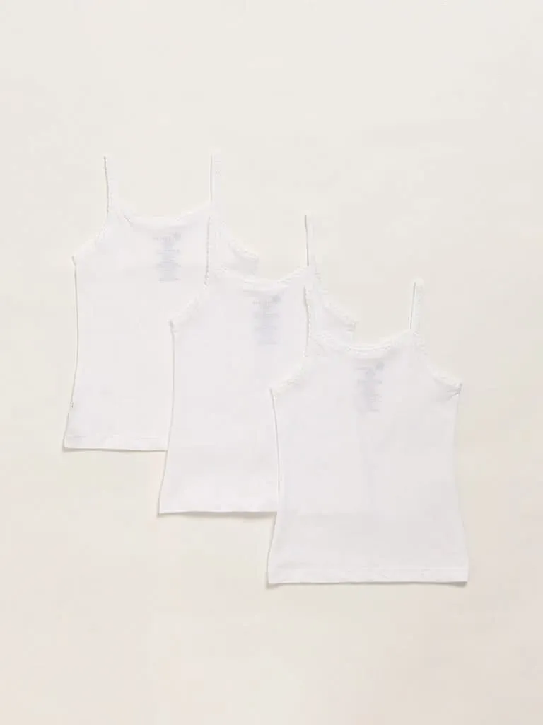 HOP Kids White Camisoles - Pack of 3