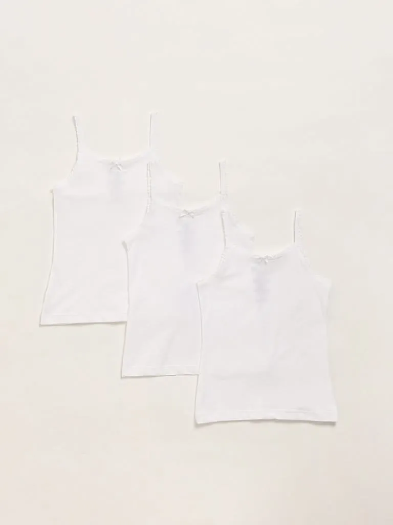 HOP Kids White Camisoles - Pack of 3