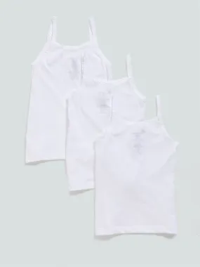 HOP Solid White Camisoles - Pack of 3