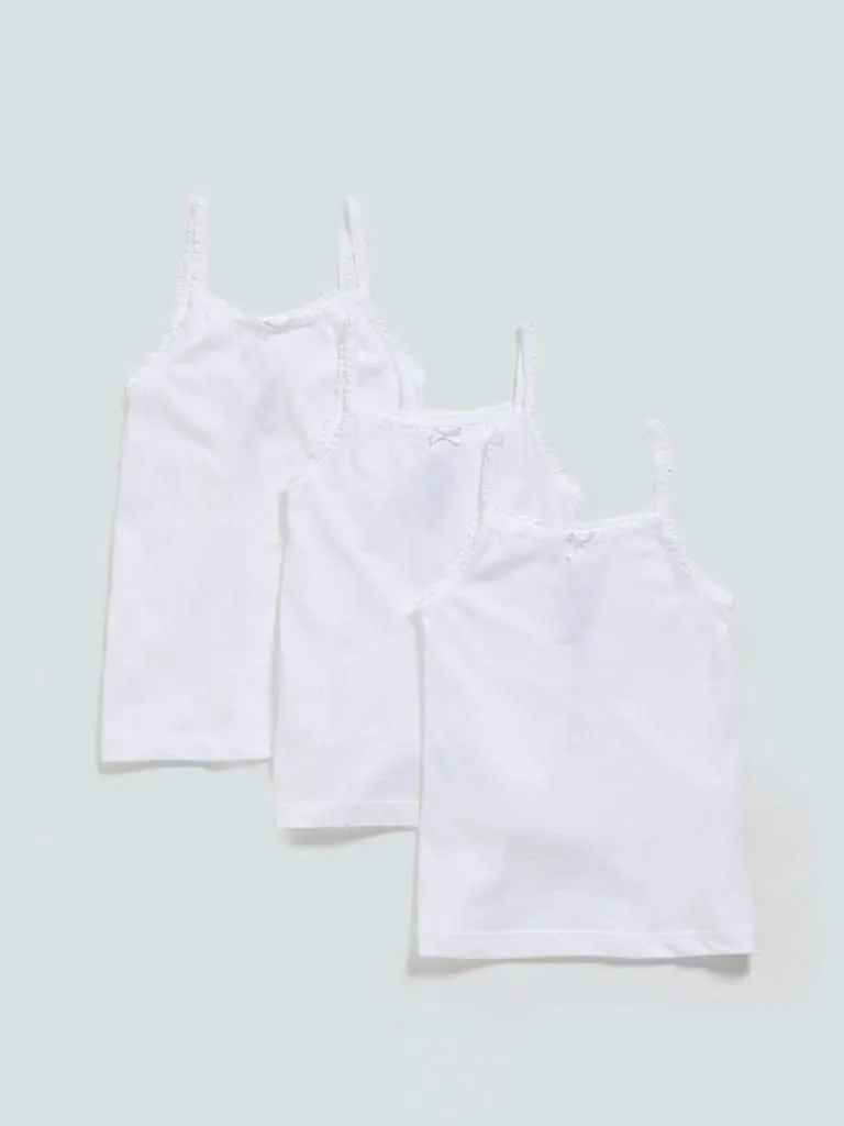 HOP Solid White Camisoles - Pack of 3