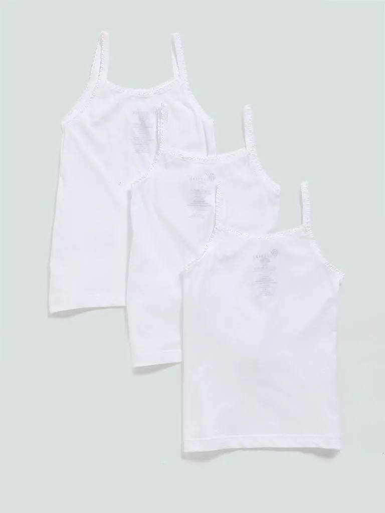 HOP Solid White Camisoles - Pack of 3