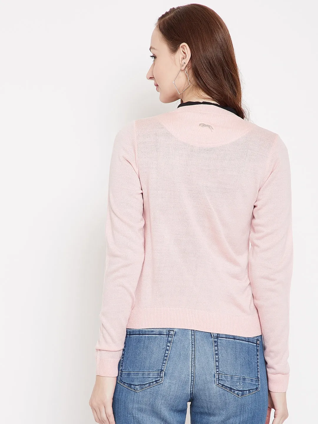 JUMP USA Women Pink Henley Neck Sweaters