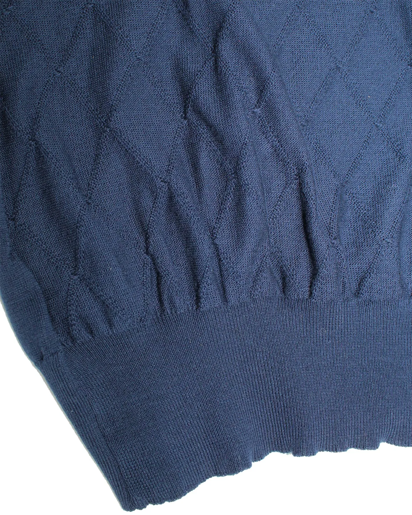 Kiton Short Sleeve Sweater Navy Argyle M SALE