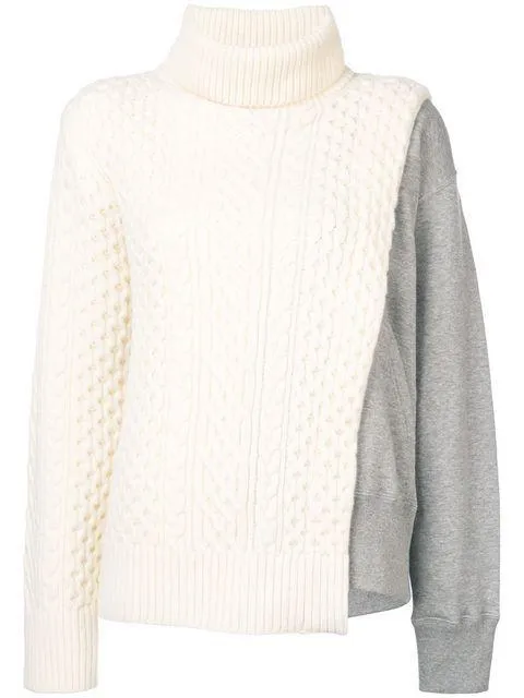 Layered Cable Knit Tabard Sweatshirt