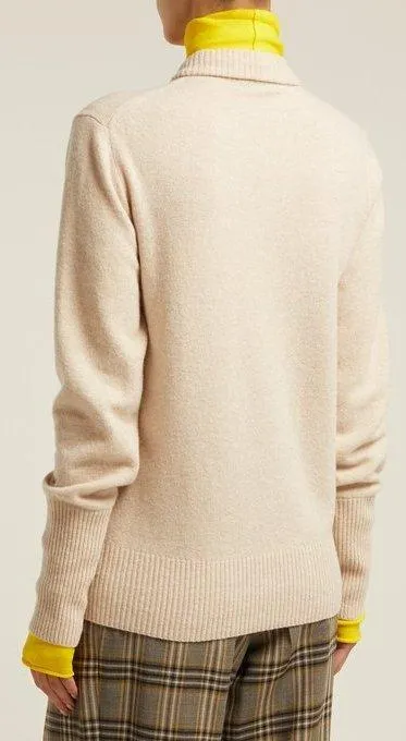 Layered V-neck and Turtleneck Knit Wool-Blend Jumper