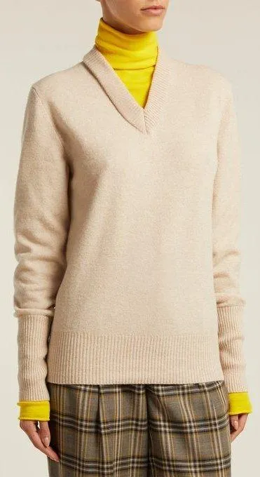 Layered V-neck and Turtleneck Knit Wool-Blend Jumper