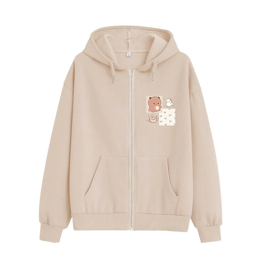 Lovin Boberu the Bear and Friends Soft Zip-Up Hoodie