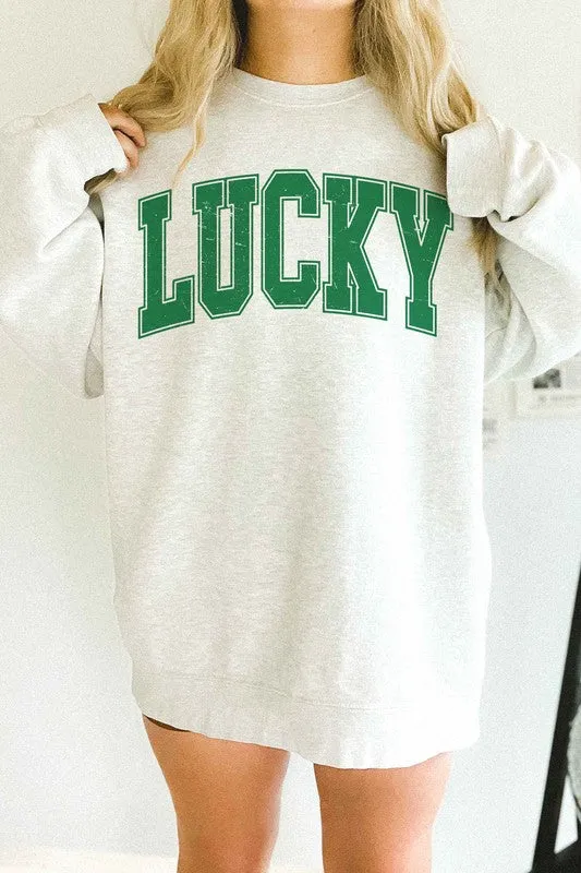 LUCKY ST PATRICKS DAY OVERSIZED SWEATSHIRT