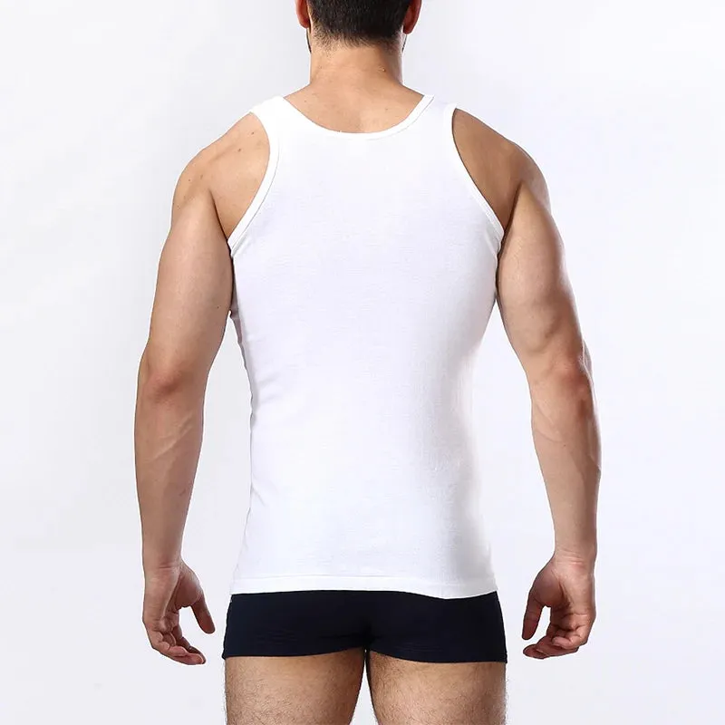 Men's Pure Cotton Fitted Vest - Summer Sleeveless Training T-Shirt