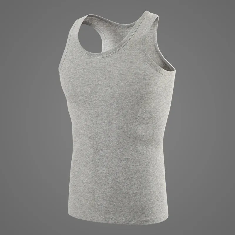 Men's Pure Cotton Fitted Vest - Summer Sleeveless Training T-Shirt