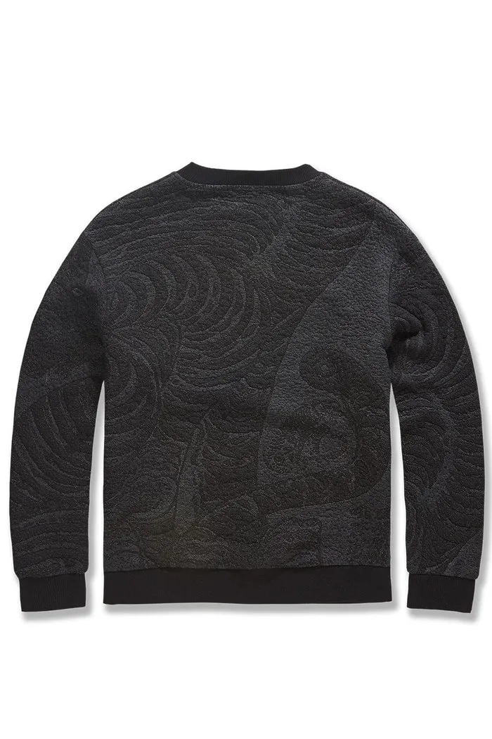 Men's Silk Road Crewneck Sweater, Black Dragon