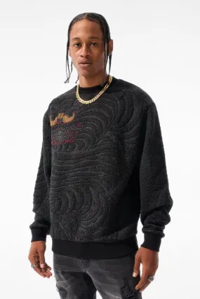 Men's Silk Road Crewneck Sweater, Black Dragon