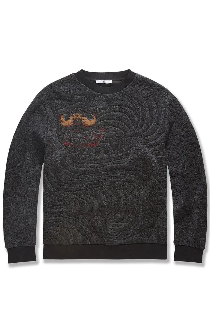 Men's Silk Road Crewneck Sweater, Black Dragon