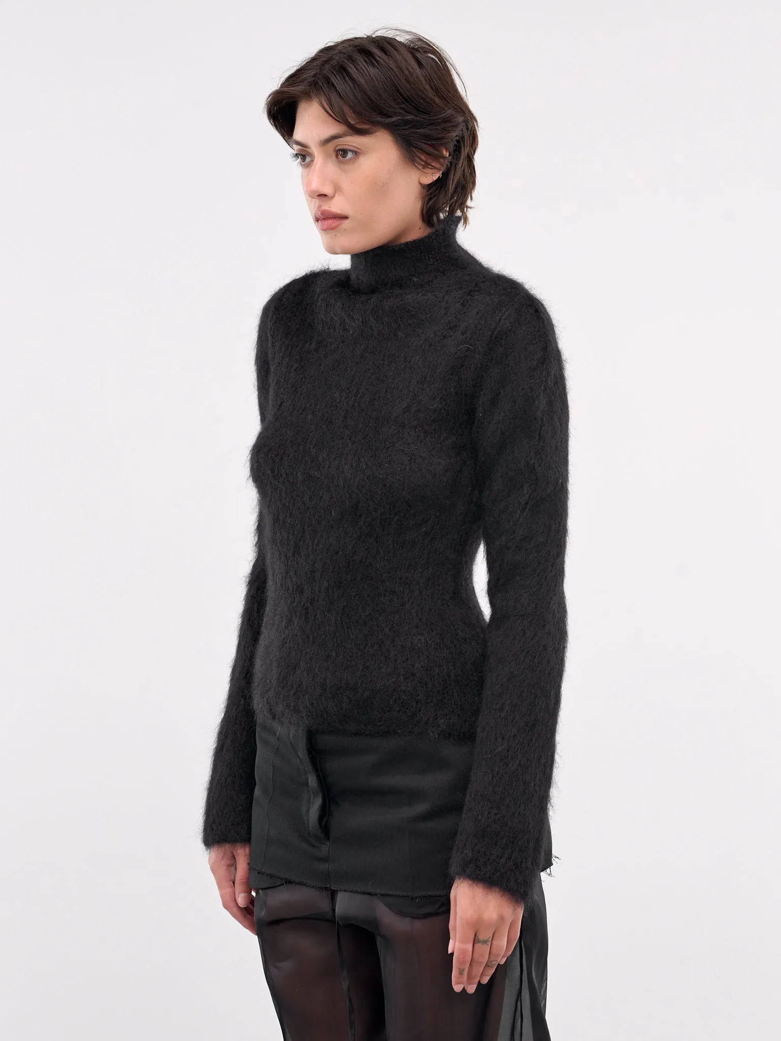 Mohair-Nylon Turtleneck Sweater (DVMD0180A0-UFU172-BLACK)