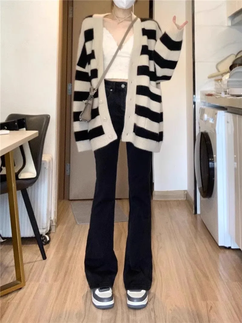 Newstyle sweater striped knitted cardigan coat women's spring and autumn tops    S3391