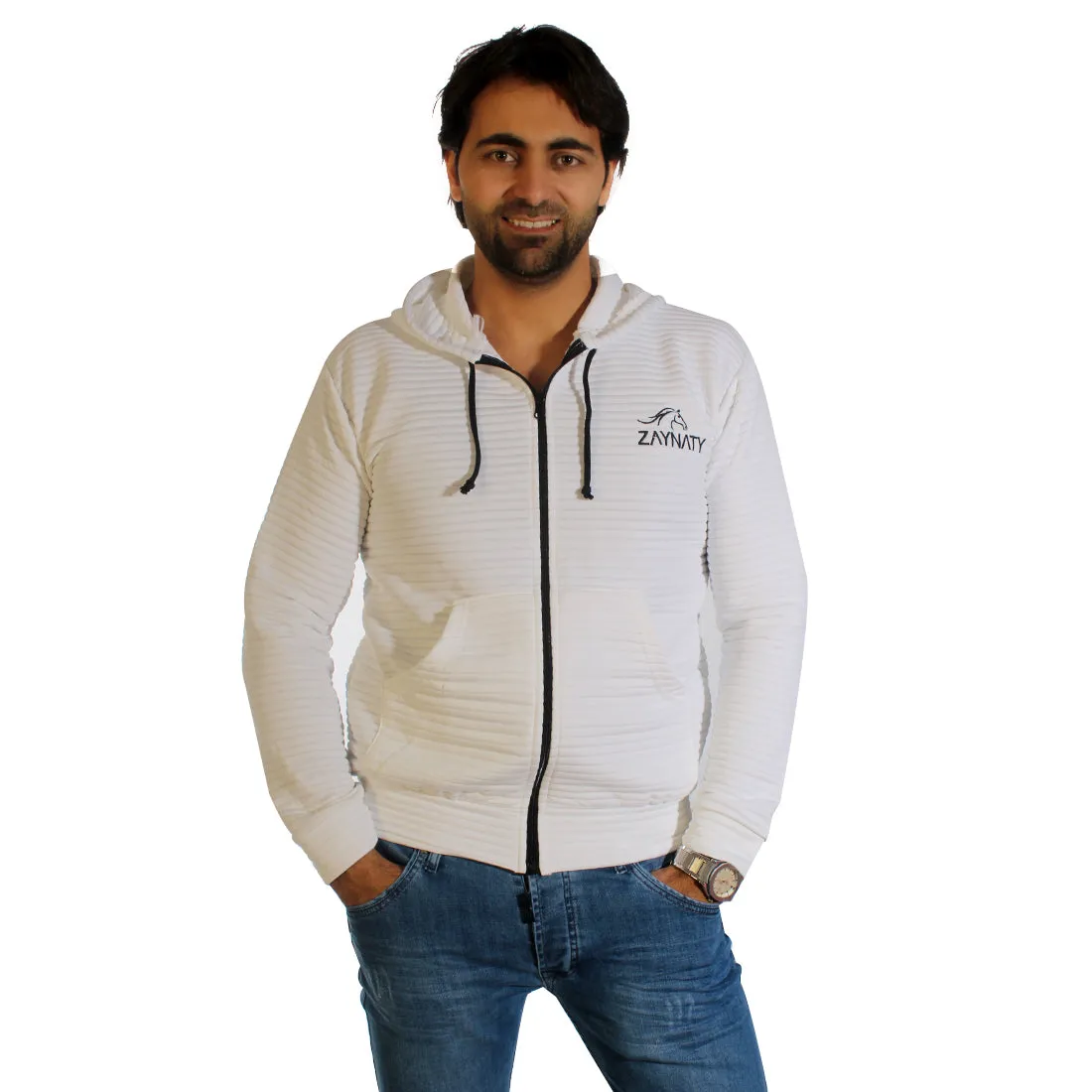 Original Zaynaty Embroider Full Zip Up Stylish Hoodies -6004