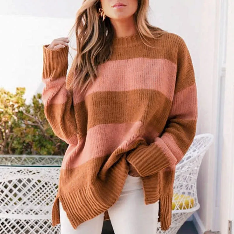 Parallel Ways Long Sleeve Knitted Sweater