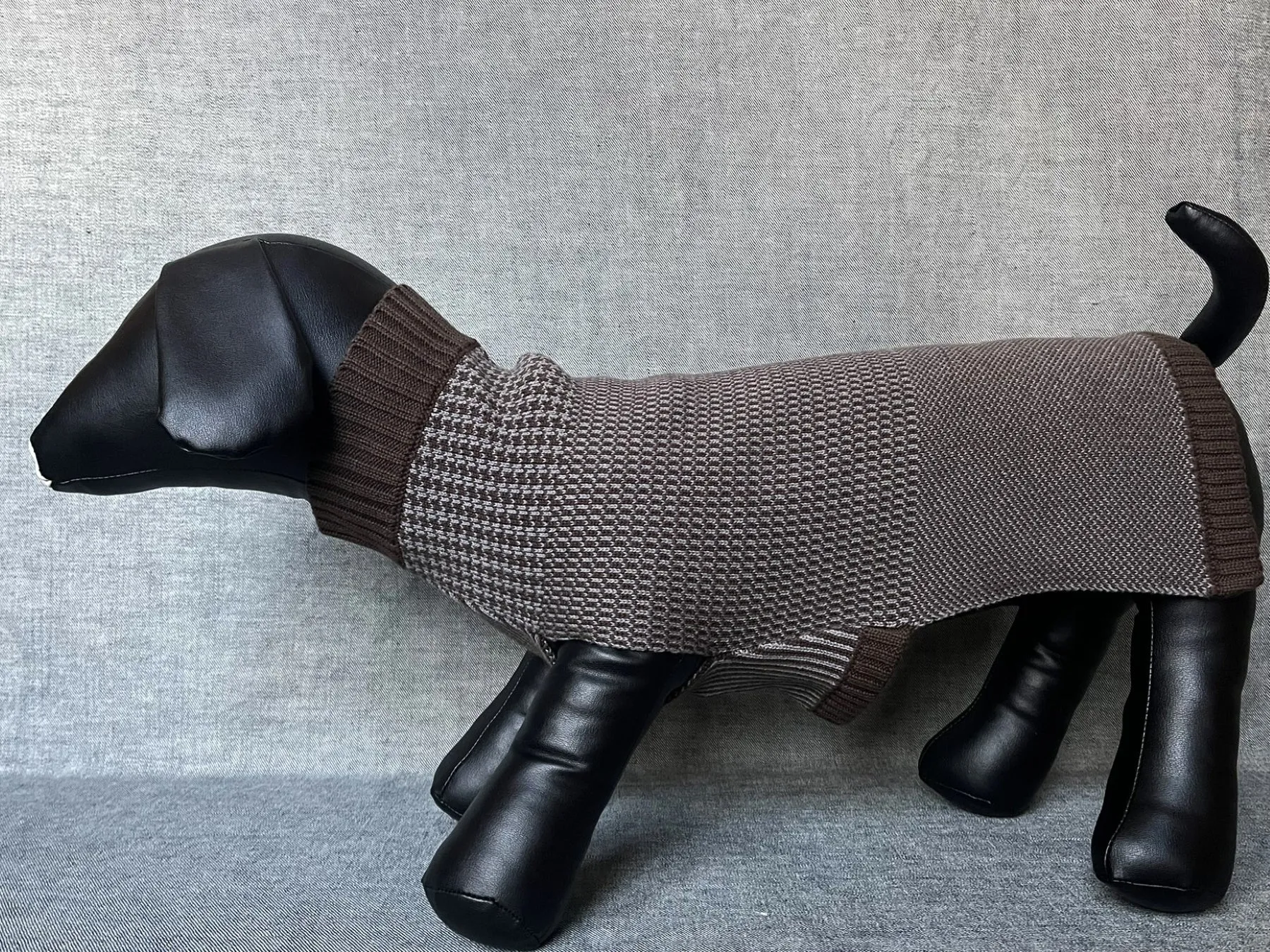 Paws Turtle Neck Multi Houndstooth Knitted Sweater