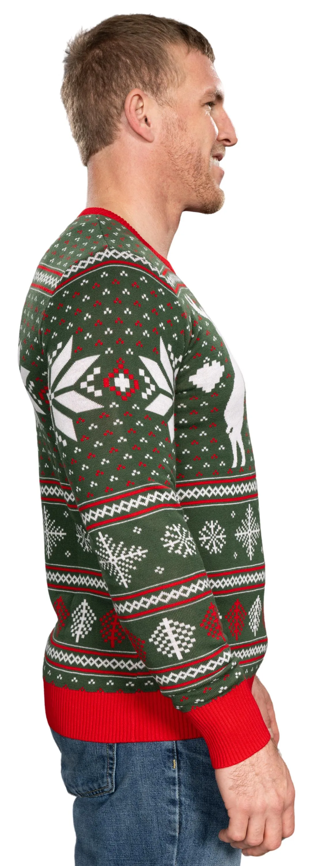 Reindeer Cheers Holiday Season Snowflakes Adult Unisex Fully Knitted Ugly Christmas Sweater