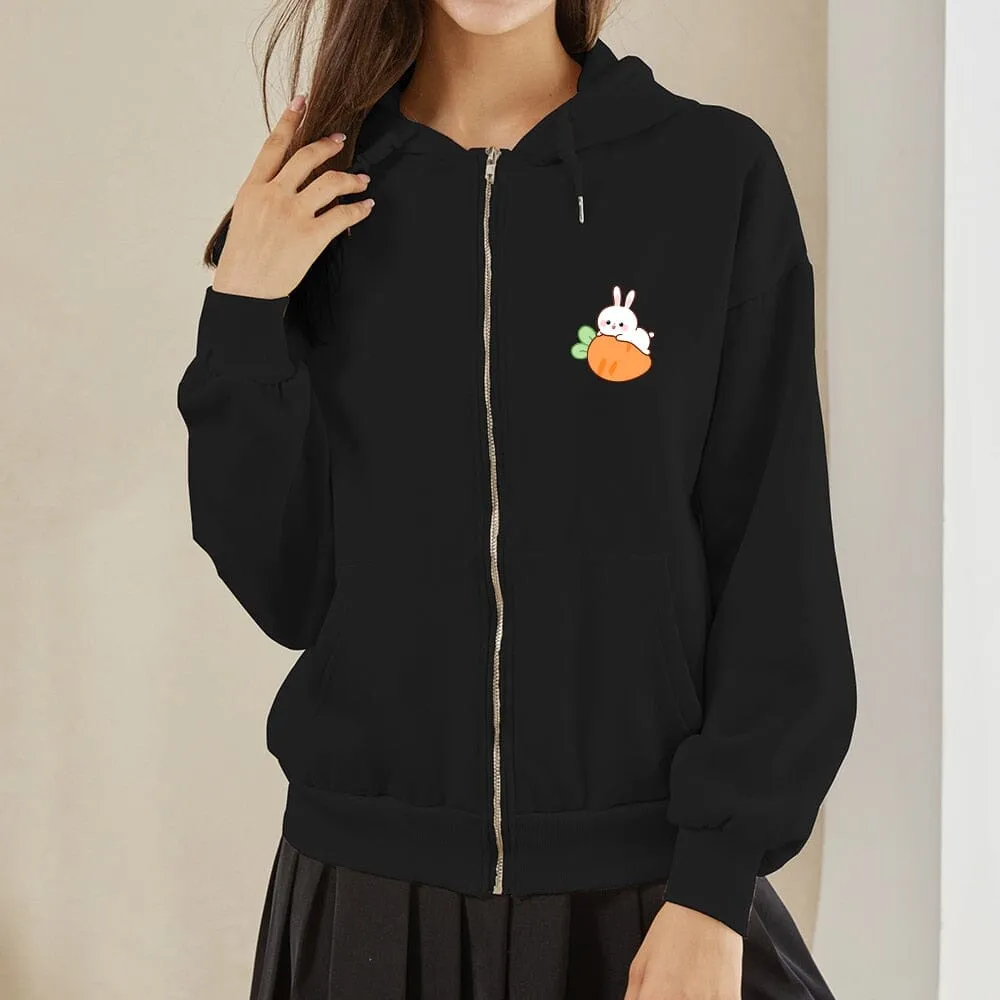 Relaxing Bun Bun the Bunny Soft Zip-Up Hoodie