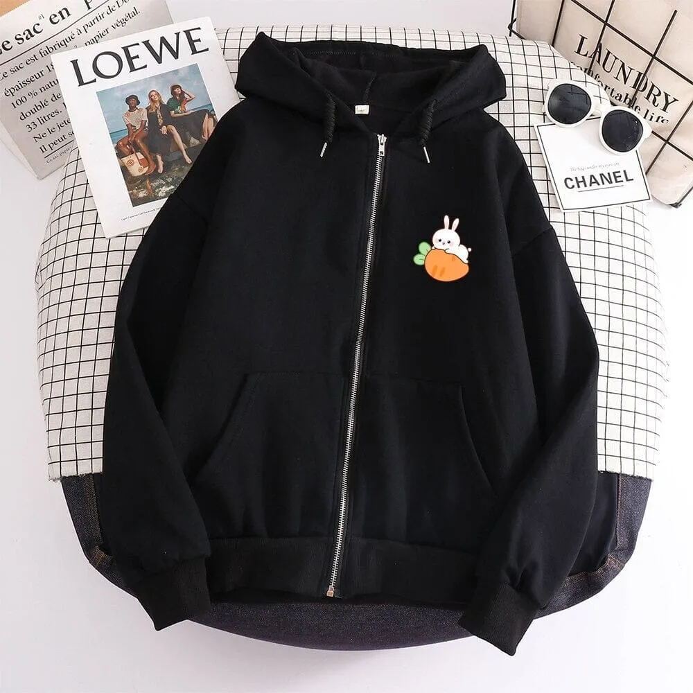 Relaxing Bun Bun the Bunny Soft Zip-Up Hoodie