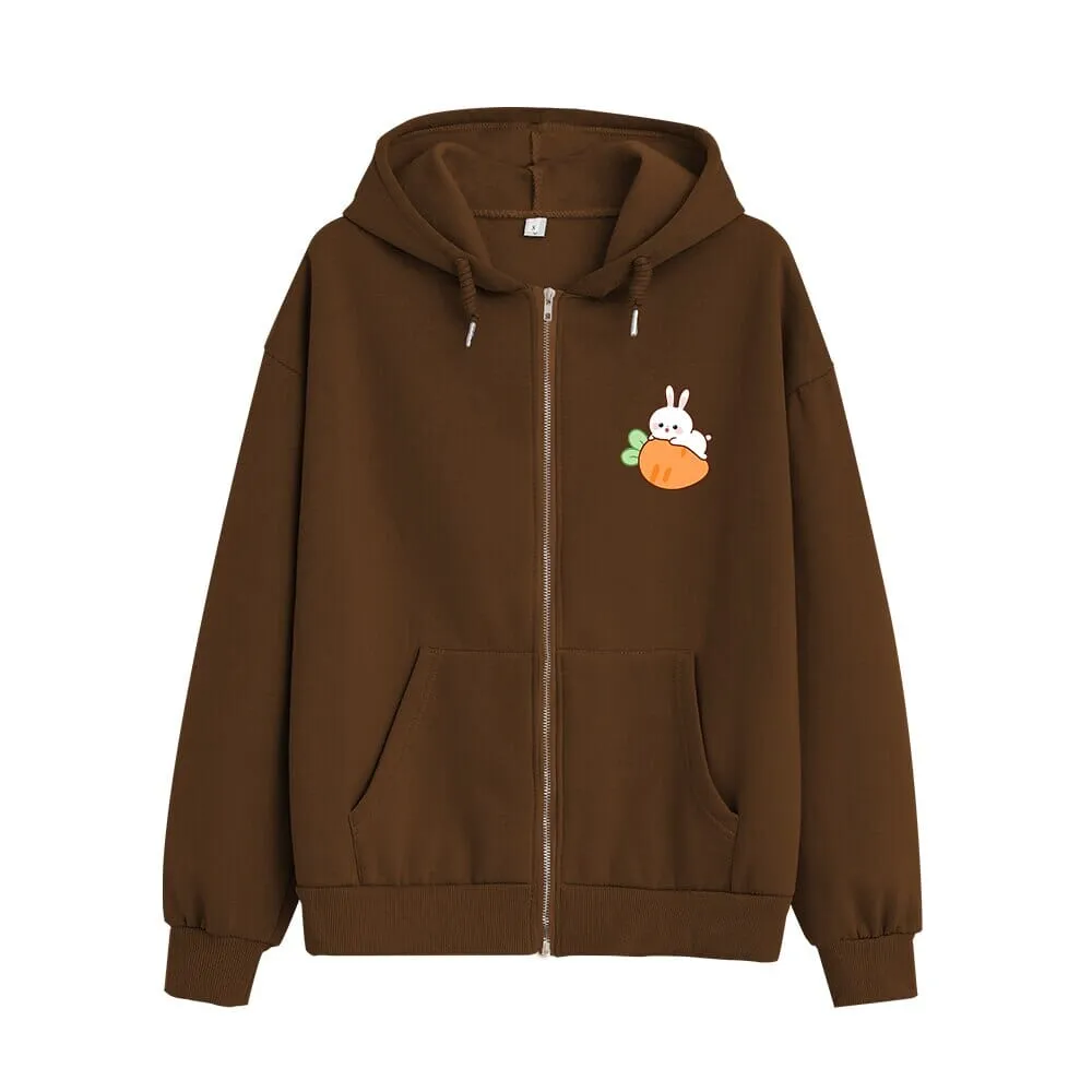 Relaxing Bun Bun the Bunny Soft Zip-Up Hoodie