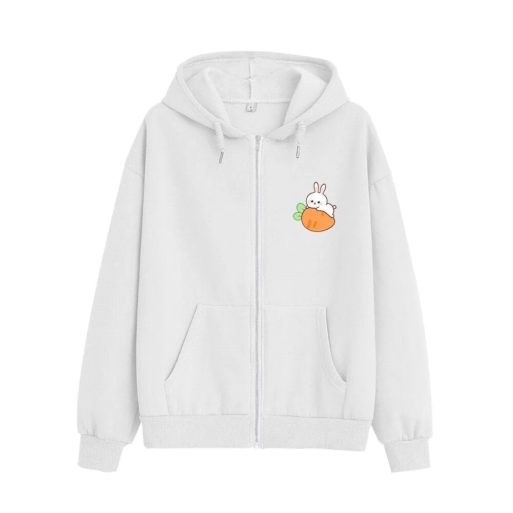 Relaxing Bun Bun the Bunny Soft Zip-Up Hoodie