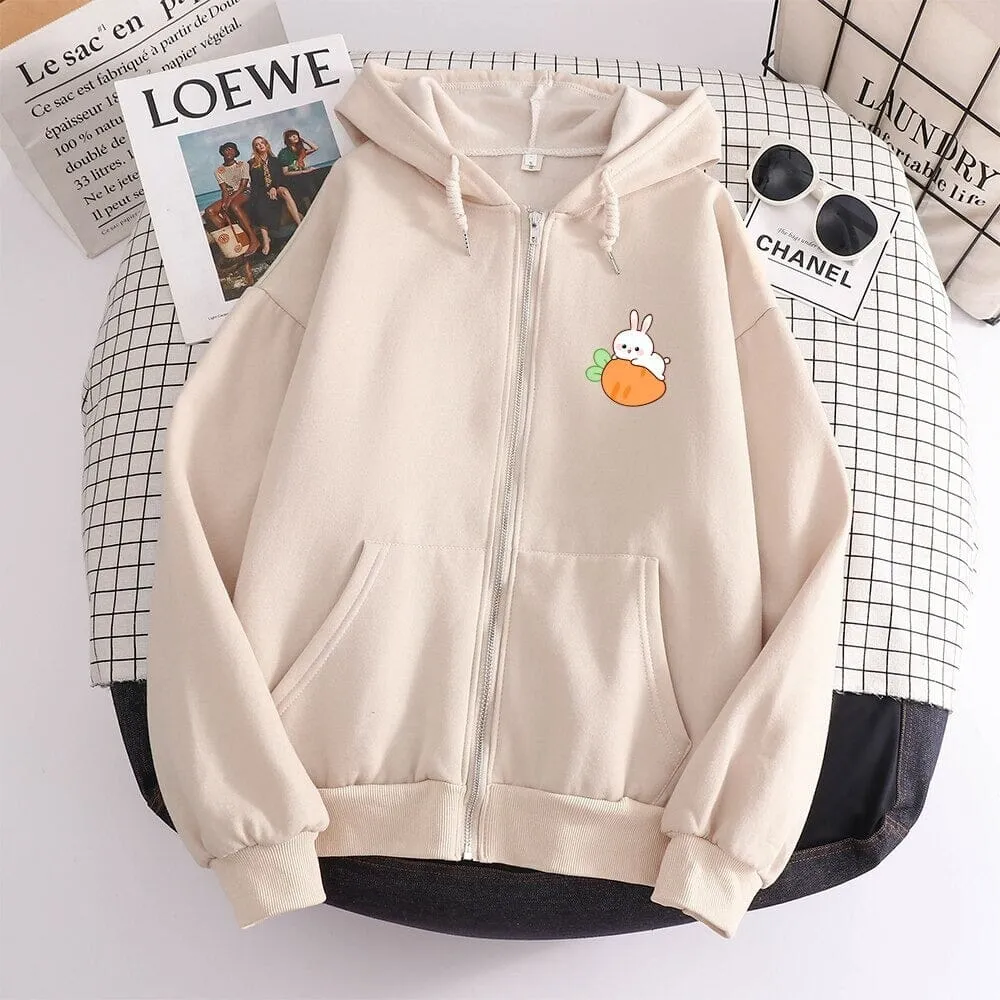 Relaxing Bun Bun the Bunny Soft Zip-Up Hoodie