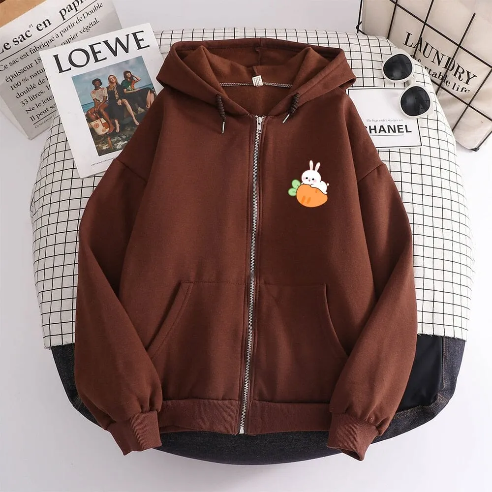 Relaxing Bun Bun the Bunny Soft Zip-Up Hoodie