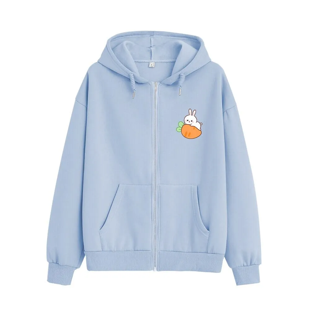 Relaxing Bun Bun the Bunny Soft Zip-Up Hoodie