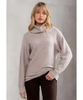 Seasons Slouchy Ribbed Turtleneck Heather Stone