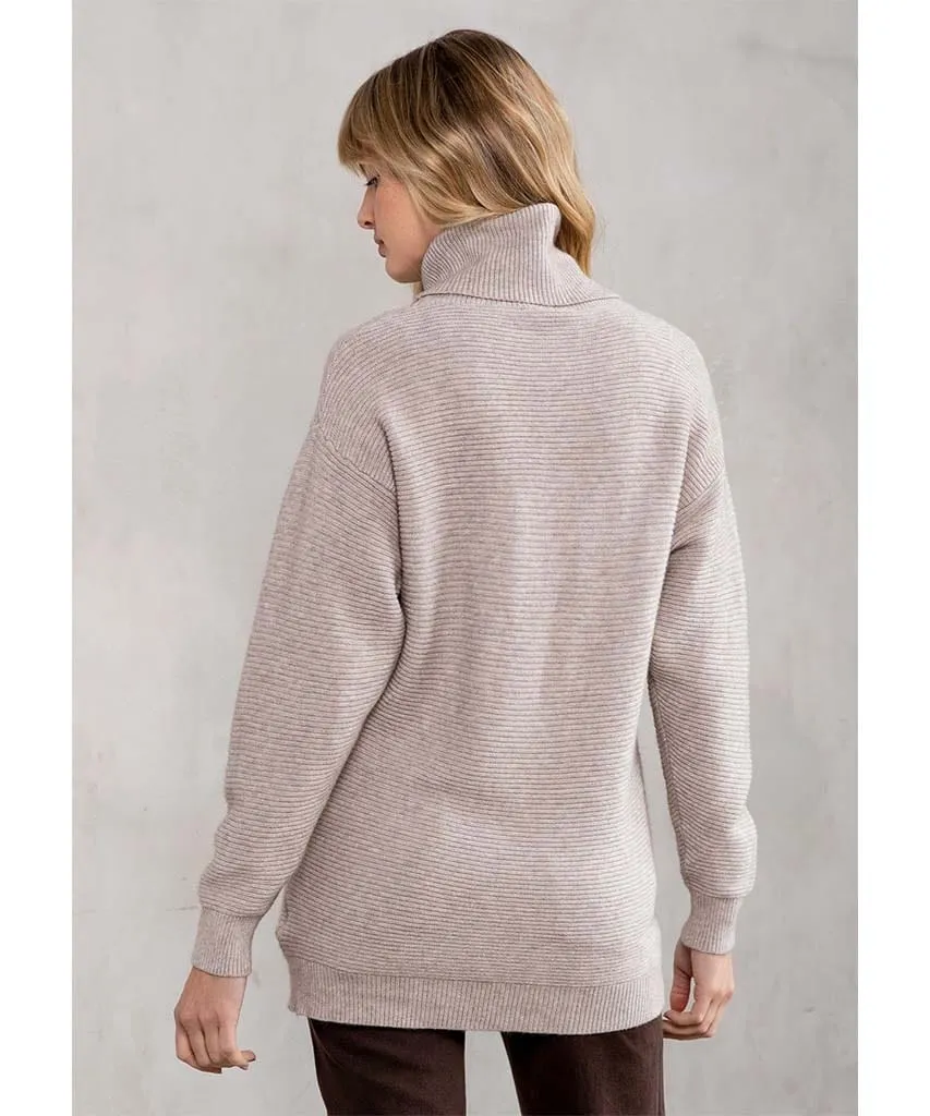 Seasons Slouchy Ribbed Turtleneck Heather Stone