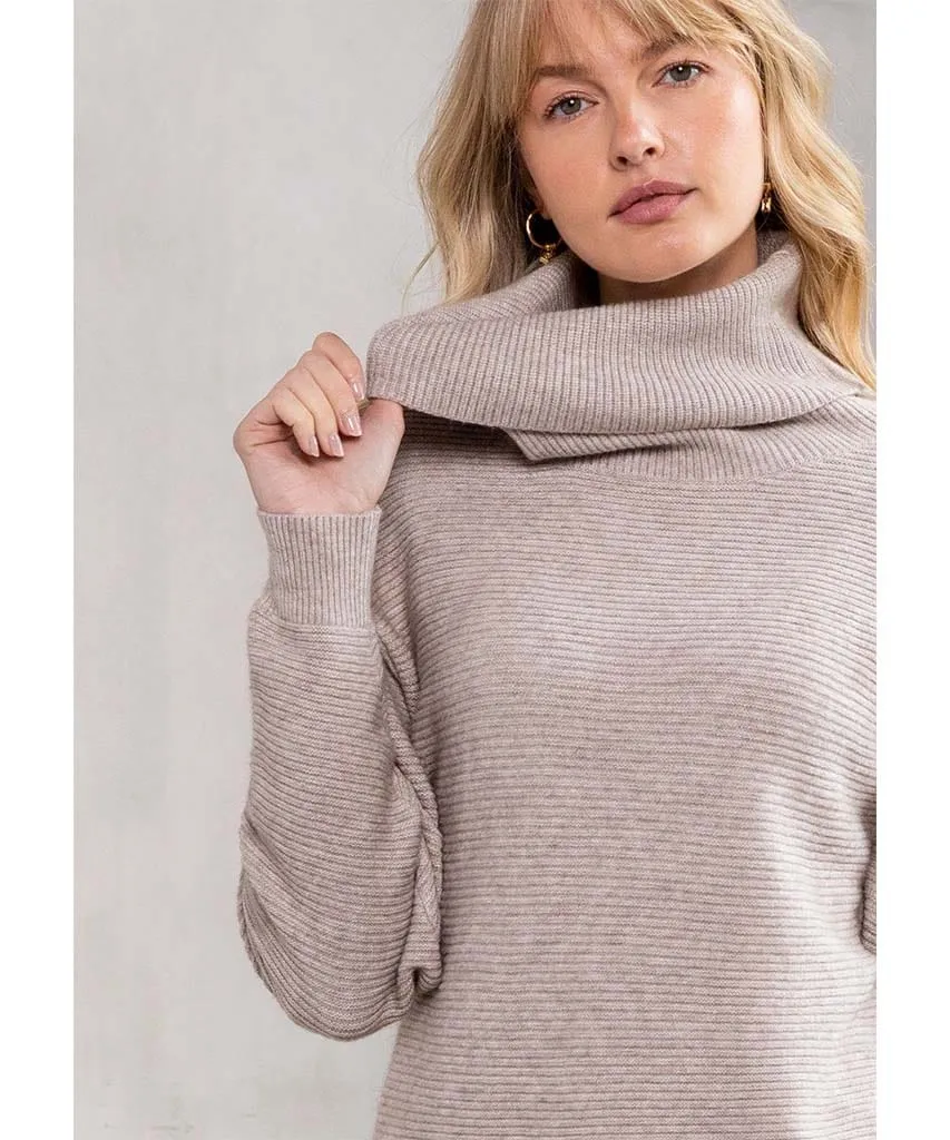 Seasons Slouchy Ribbed Turtleneck Heather Stone