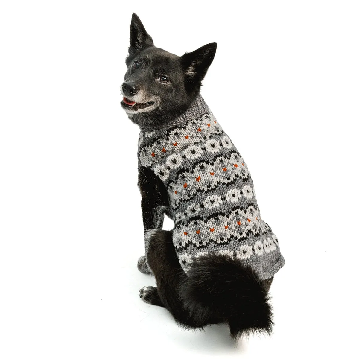 Silver Alpaca Fairisle Dog Sweater