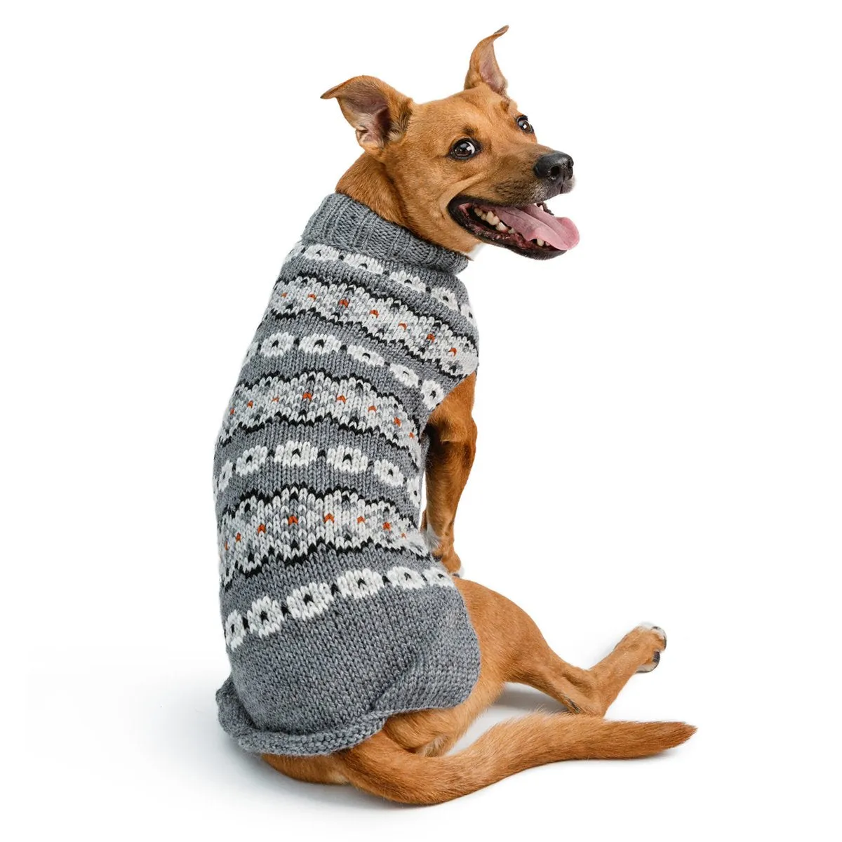 Silver Alpaca Fairisle Dog Sweater