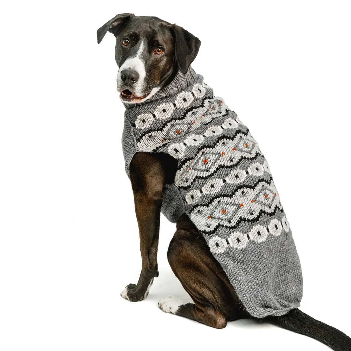 Silver Alpaca Fairisle Dog Sweater