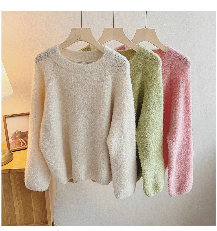 Solid color soft sweater for women knitted top      S4816