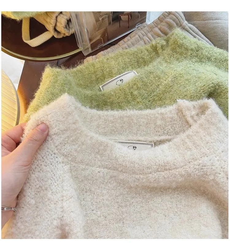 Solid color soft sweater for women knitted top      S4816