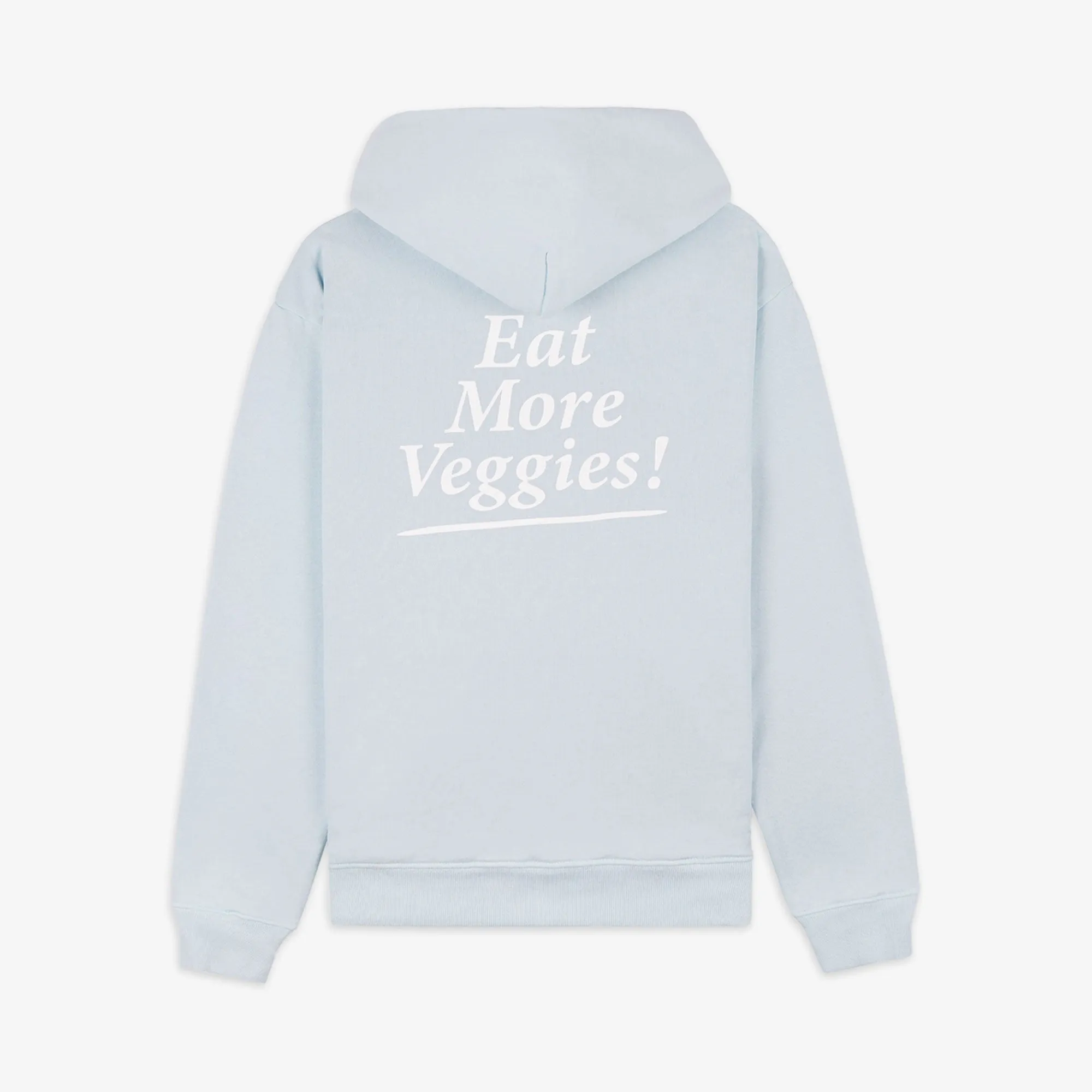 SPORTY & RICH | EAT MORE VEGGIES HOODIE { BABY BLUE/WHITE