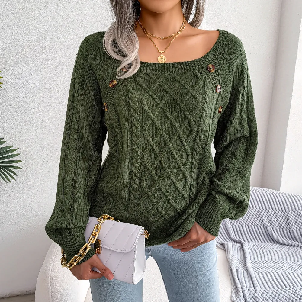 Square Neck Knitted Sweater