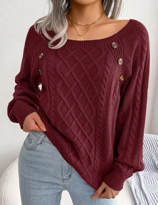 Square Neck Knitted Sweater