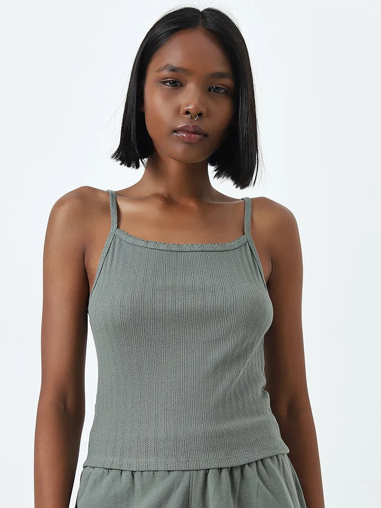 Superstar Sage Knit-Textured Cotton Camisole