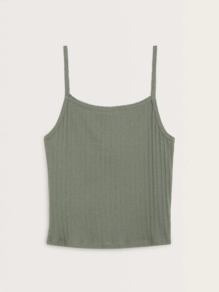 Superstar Sage Knit-Textured Cotton Camisole