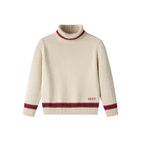 TURTLENECK SWEATER WITH CONTRAST EDGING-CREAM